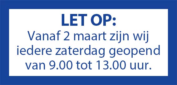 Openingstijden vanaf 2 maart